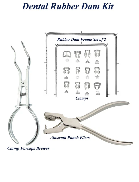 Instrument Dentaire : Cadre Et Crampons Pour Digue Dentaire + Forceps Ainsworth - Neuf