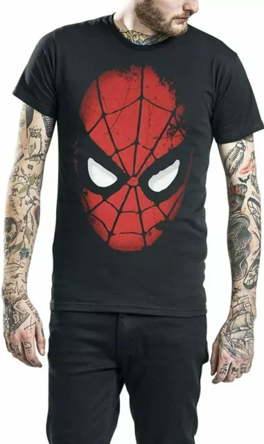 T-shirt Spiderman Face Peter Parker Comics Marvel Famous Rare Collector Noir L