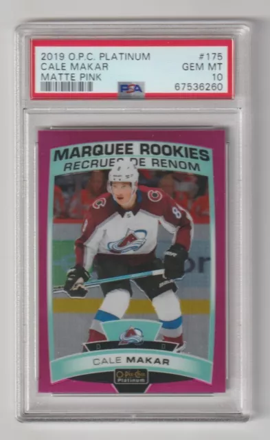 2019-20 O-Pee-Chee Platinum Marquee Rookies Matte Pink Cale Makar PSA 10 Gem Mt