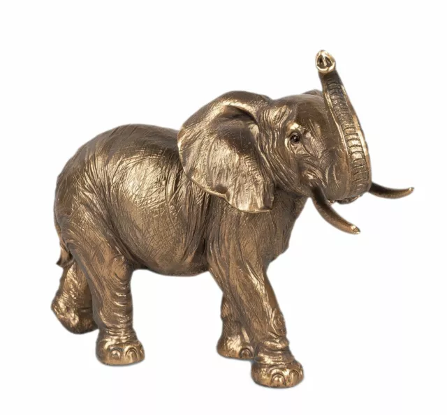 Formano Dekofigur Elefant 20cm antik gold Kunststein Figur Afrika Tierfigur