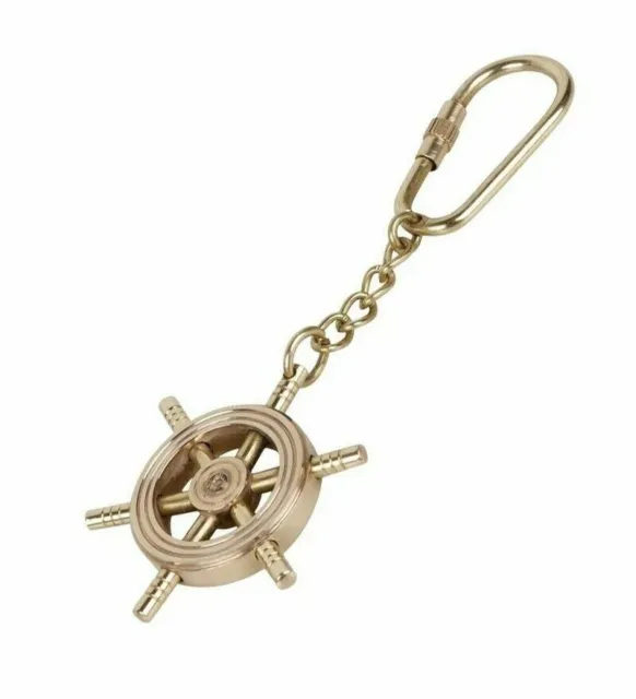 Small Shipwheel Type Nautical Key Ring Keychain Key Fob Key Brass Made