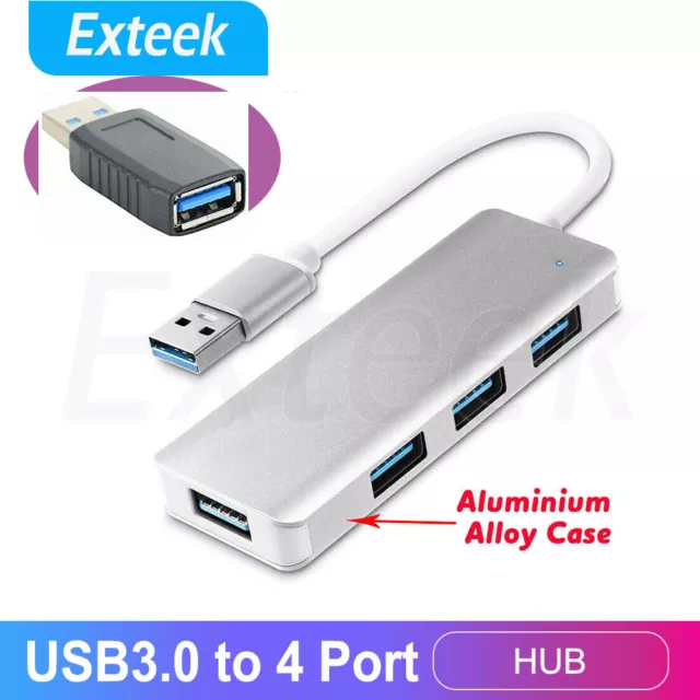 Multi USB 3.0 to 4 Hub Port High Speed Compact Expansion Splitter Alloy Lot