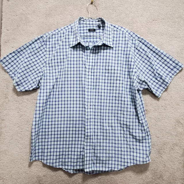 Arrow Shirt Men's 2XL Blue White Plaid Lined Button Down Lightweight Easy Care