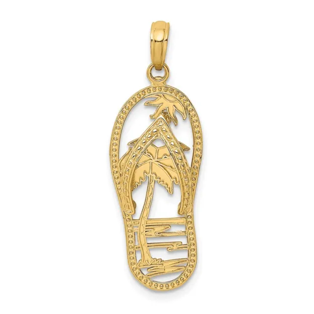 14K Yellow Gold Palm Tree Flip and Flop Charm