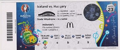 Ticket Islande Iceland Hongrie Hungary Hungaria 18/06/2016 Euro @ Marseille 