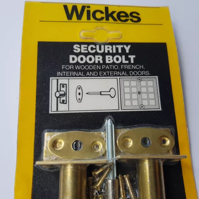 Wickes Security Door Bolts 2-pack patio home business french doors key brass 7