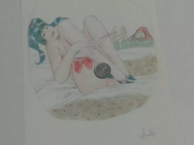 LEONE FROLLO-a 7 nudo artistico-TAVOLA illustrazione originale -erotismo di b...