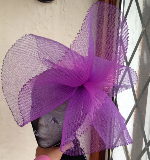 purple crin fascinator headband headpiece wedding party piece race ascot bridal