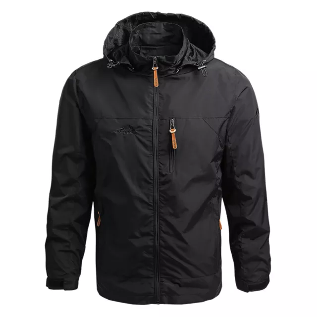 Men Outdoor Waterproof Jacket Breathable Hooded Jacket Tactical Windbreaker Coat