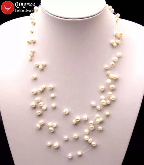 6-7mm Round Natural White Pearl Necklace for Women Starriness Necklace 8 Strands 2