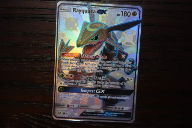 SHINY FULL ART Rayquaza GX 177a/168 ULTRA RARE Alternate Hidden Fates  Pokemon LP