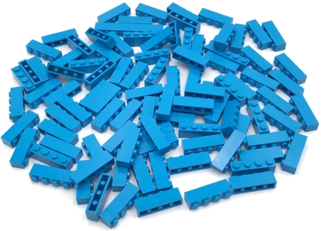 LEGO 100 Nuevo Oscuro Azur Ladrillos 1 x 4 Bloques de Construcción Piezas