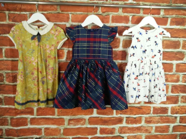 Girls Bundle Age 2-3 Years M&S Next Dress Sleeveless Blue Tartan Floral Red 98Cm