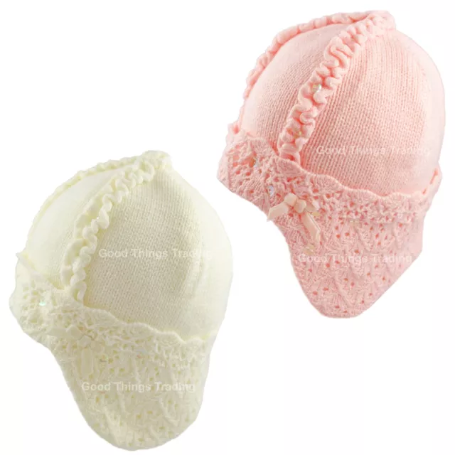 Sombrero de bebé con orejeras niñas gorra de punto gorro cálido invierno forrado de lana 0-12 M