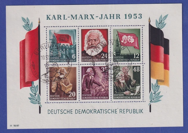DDR 1953  Karl Marx-Block Mi.-Nr. Block 8A YI mit Sonder-O BERLIN W8