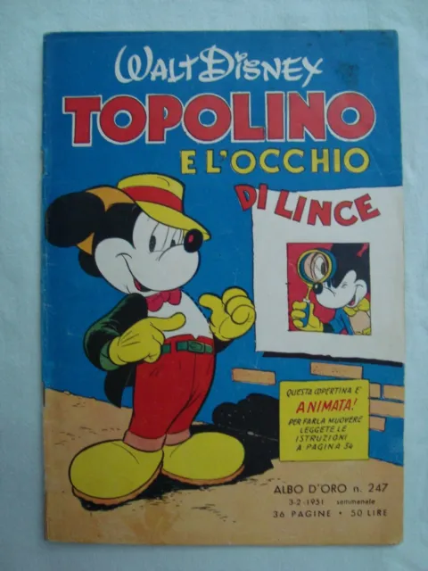 albo d'oro n° 247 "topolino e l'occhio di lince" ed.mondadori 1951