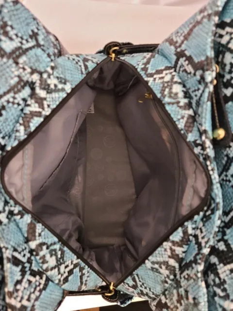 Samantha Brown Python Embossed Metro Tote Bag-Turquoise/Black-NWT 8