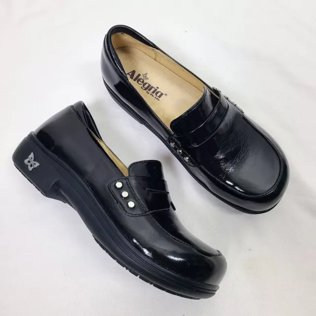NEW Alegria Taylor Penny Loafer 38 EU 8/8.5 US Black Patent Leather Slip-On Shoe