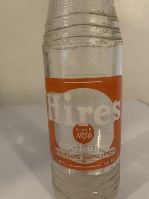 Vintage HIRES ROOT BEER Soda 8 Oz Glass Bottle Charles Hires Co. Philadelphia PA