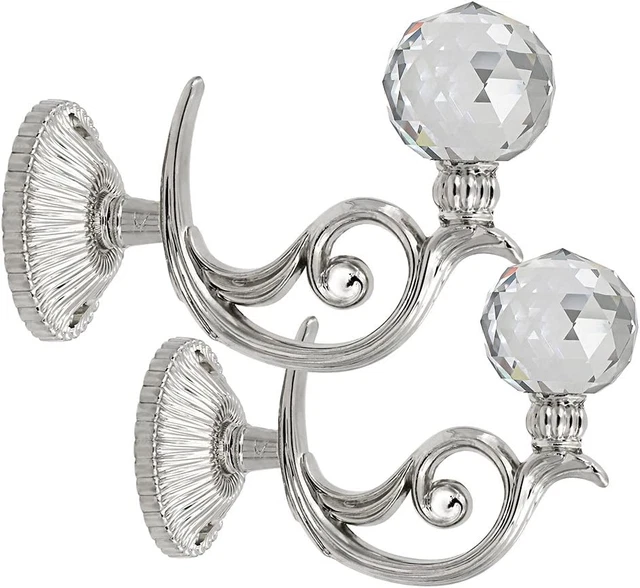 Pair of Phoenix Glass Crystal Curtain Holdbacks Hooks Drapery Tiebacks Tassel Ho