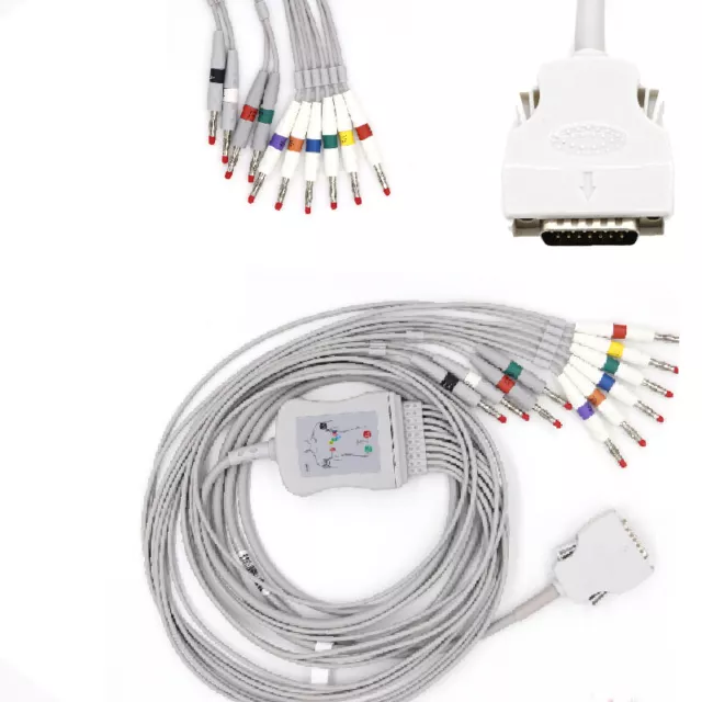 3M 10-Lead ECG/EKG cable/ AHA/Snap Compatible Mortara ELI 10/150/250 Banana 4.0