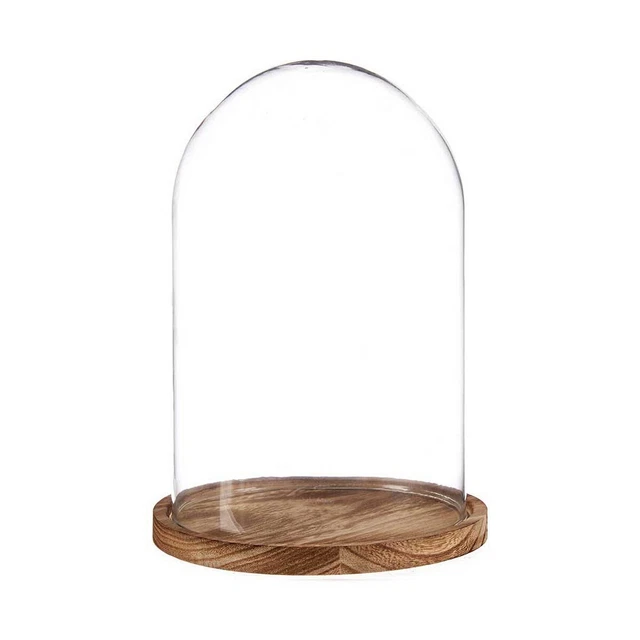 Figura Decorativa Marrón Transparente Cúpula Cristal Madera [17 x 25,3 x 17 c