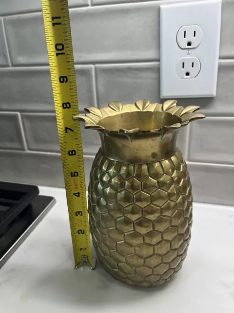 Vintage Heavy Solid Brass Pineapple Vase Paperweight 7.5" x5