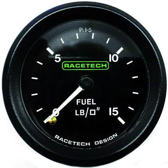 Racetech Fuel Pressure Gauge 0-15 PSI Non-Backlit With 1/8" BSP (Nipple) Fitting