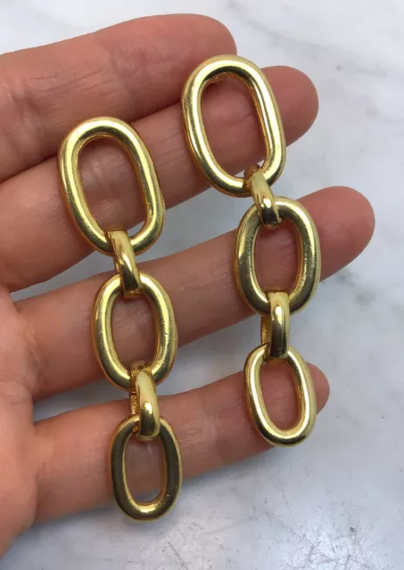 Vintage BEN AMUN Gold Plated Link Chain Pierced Earrings