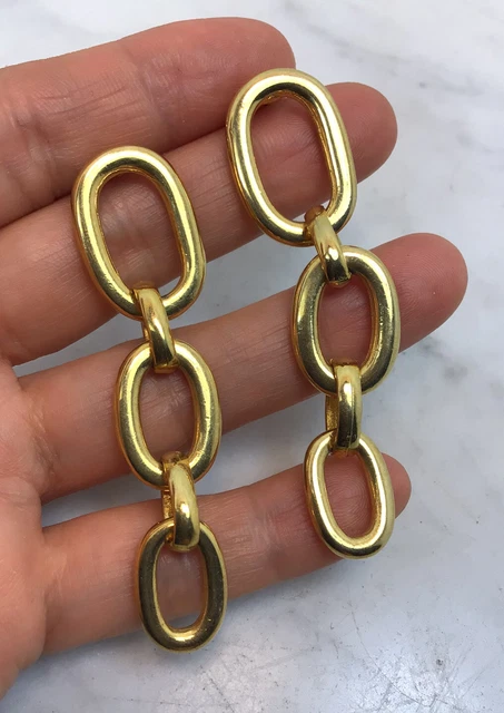 Vintage BEN AMUN Gold Plated Link Chain Pierced Earrings Vintage BEN AMUN Gold Plated Link Chain Pierced Earrings