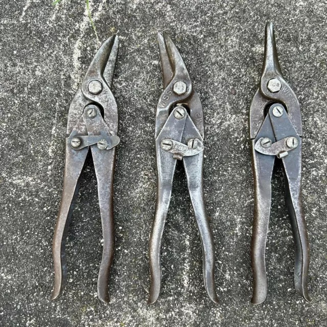 Vintage Tin Shears Wiss M1, M2, M3 Snips Tool Lot Vintage Sheet Metal Duct