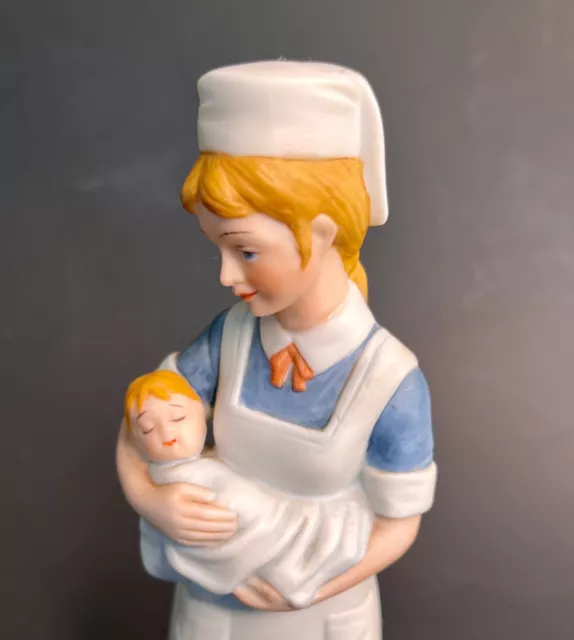 Lefton Hand Painted Nurse and Newborn Figurine