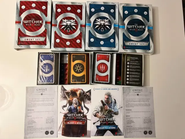 OFFICIAL SEALED Witcher 3 Blood & Wine + Hearts of Stone x4 Gwent Card Decks