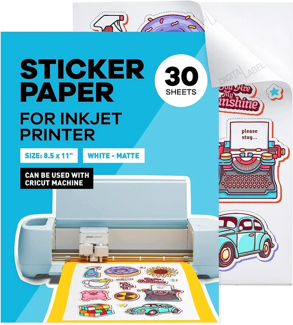 STICKER PAPER FOR Inkjet Printer Printable Vinyl 8.5 x 11", White 22
