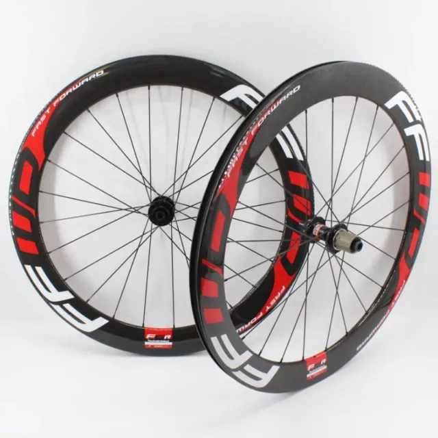 700C Full Carbon Road Bicycle Wheelset Thru Axle Tubular Clincher Tubeless Rims