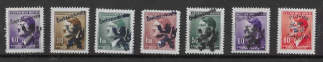 #1350  Stamp group  Adolf Hitler Bohemia & Moravia WWII 1945 Local Overprints 2