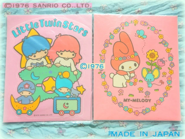 Vintage SANRIO LITTLE TWIN STARS MY MELODY 1976 MAXI Adesivi Stickers collezione