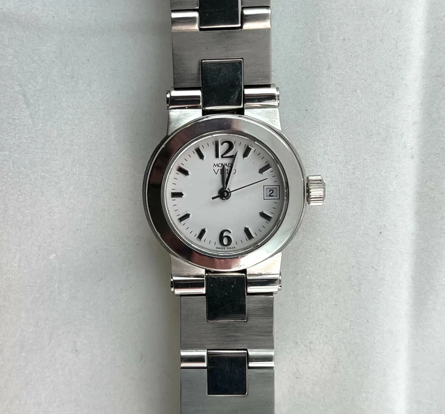 Ladies MOVADO VIZIO White Dial Stainless Steel Swiss Quartz Watch