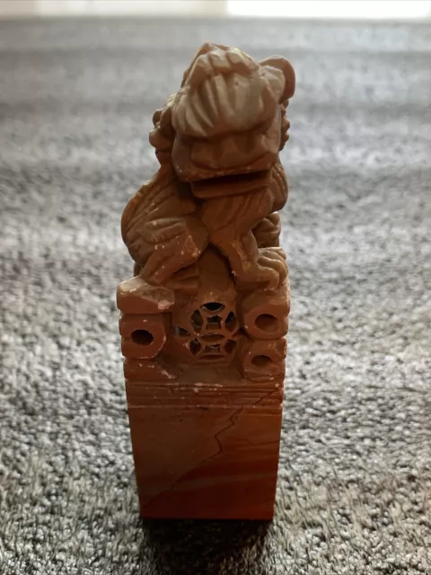 Large Detailed Chinese Carved Soapstone Foo Dog Seal Stamp⚜️📊