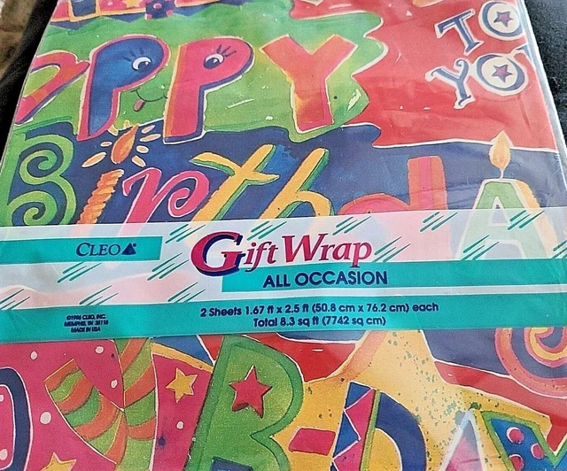 VINTAGE CLEO BIRTHDAY Gift Wrap Wrapping Paper NEW NOS USA 2 Sheets