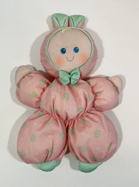Vintage Fisher Price Slumber Babies Pink Bunny Plush 10" Stuffed Toy Lovey