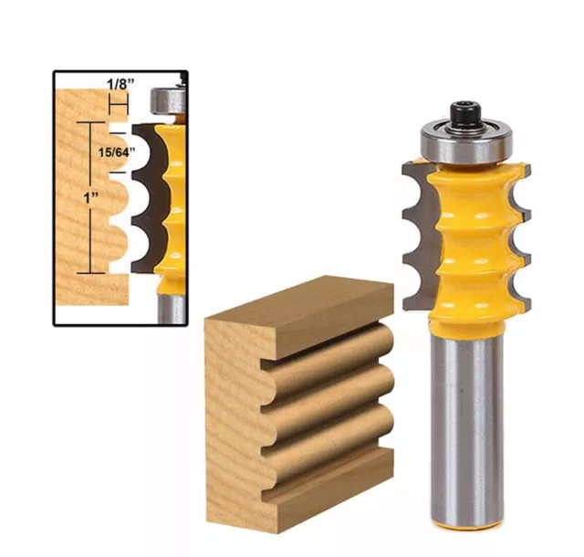 1/8" Radius Triple Bead Trim Molding Router Bit - 1/2" Shank