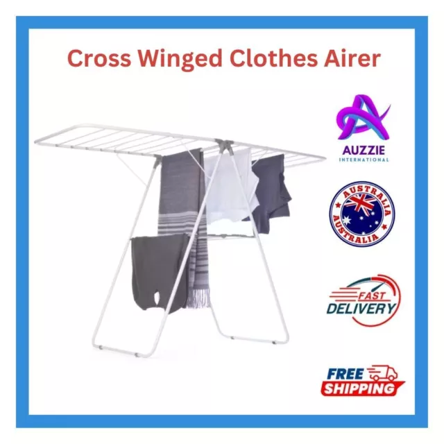 Winged Airer Rack Clothes Drying Foldable Laundry Dryer Stand Indoor-Outdoor