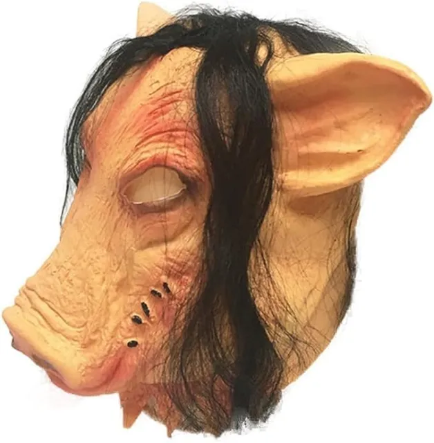Adult Halloween Pig Mask Deluxe Latex Evil Butcher Scary Animal Mask Horror Mask