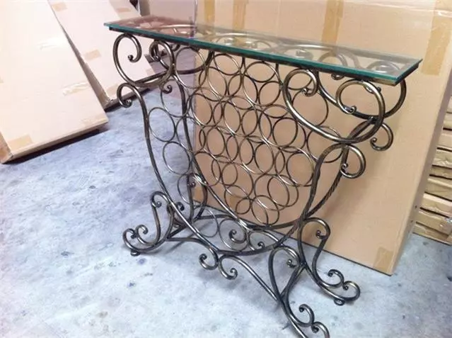 Handmade Iron Elegant French Wine Bottle Rack Storage Console Table 001 BRS 3