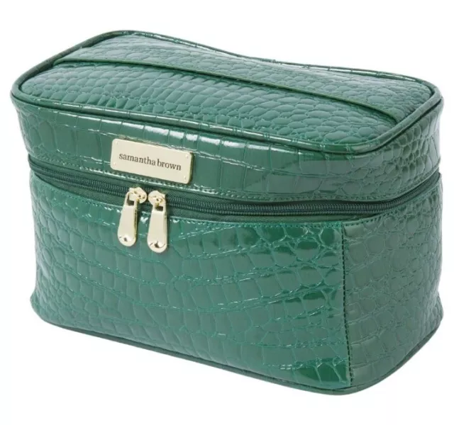 Samantha Brown Croco Embossed Cosmetic Case-Green-NWT