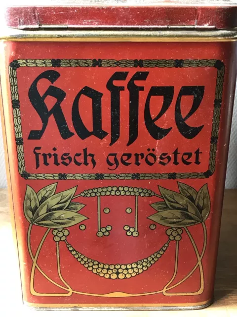 große alte Blechdose KAFFEE FRISCH GERÖSTET Jugendstil Kolonialwarenladen