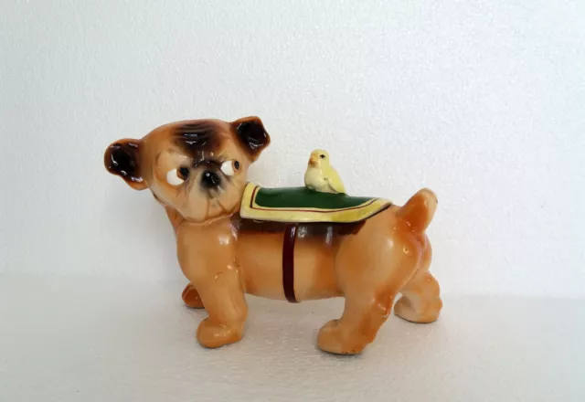 Lustige Mops/Pug-Figur, gem. Czecho- Slovakia um 1930, als Deckeldose, 23cm.