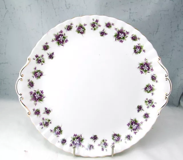 Royal Albert Bone China England SWEET VIOLETS Handled Cake Plate 12 3/8" x 11.5"