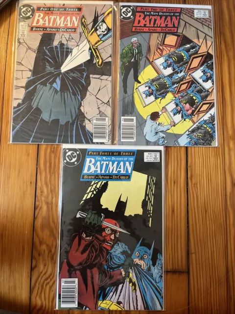 Batman 433, 434 & 435 (1989) The Many Deaths of the Batman Arc, John Byrne VF+/M